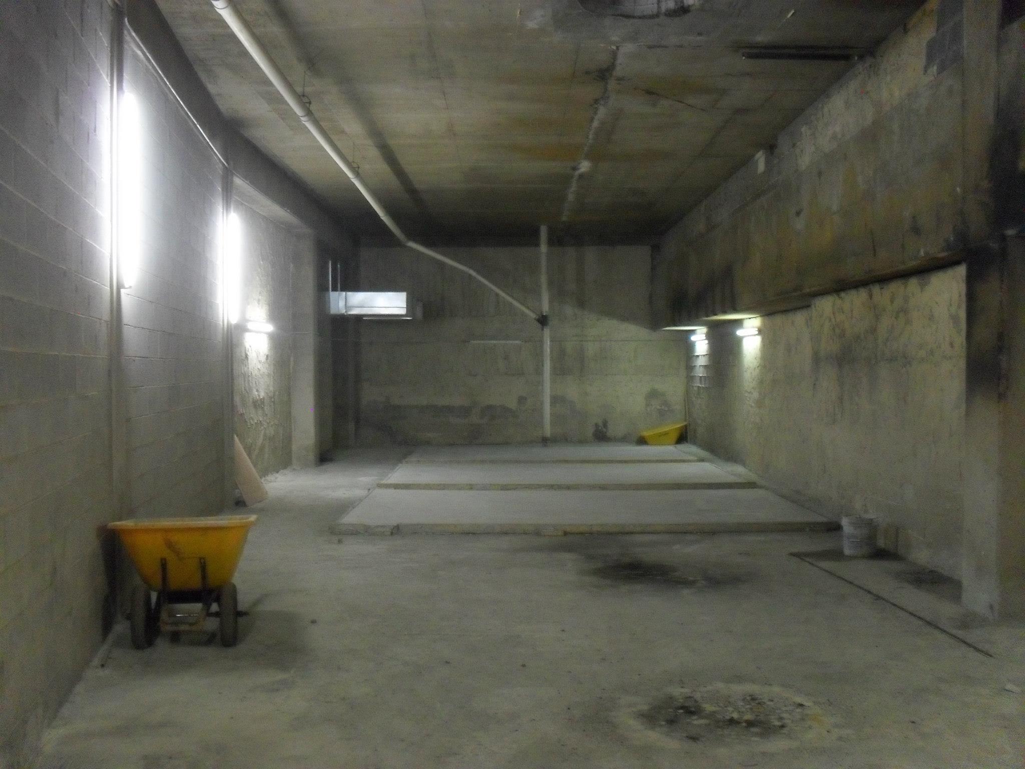 The empty oil tank room waits for the installation of new oil tanks in 2012